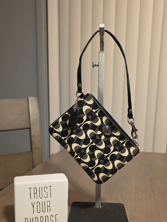 Coach Handbags - Coach Black and Cream Signature Wristlet